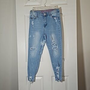 GO GO Jeans High Rise Ankle Denim Stretch Distressed Size 11